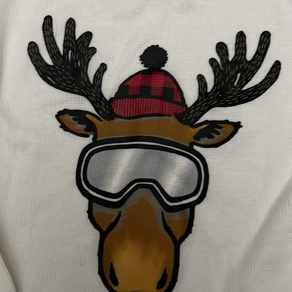 BOYS thermal NEVER WORN THERMAL CHRISTMAS MOOSE SHIRT SZ L 10-12 - Picture 2 of 4